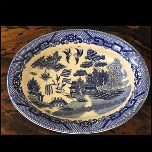 Vintage Blue Willow Oval Bowl